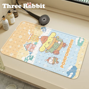 Bathroom Anti-Slip PVC Bath Mat Dog Pudding Suction Cup Shower Floor Rug Non-Slip Pad Bathroom Washroom Cartoon Style Home Use