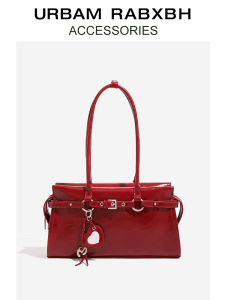 Original Design Womens Leather Underarm Bag 2025 New Style Small Red Handbag Real Breadstick Single Shoulder Bag Handbag