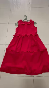 [Preloved Like New] AD Kids Red Tiered Ruffle Dress with Peter Pan Collar
