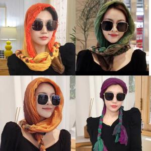 Khăn Trùm Đầu Chống Nắng Bằng Vải Lanh Cotton Cho Nữ Mùa Hè Mỏng Ngoài Trời Che Nắng Mùa Xuân Thu Khăn Trùm Đầu Thời Trang