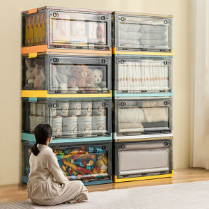 Plastik dapat dilipat organizer box Kotak Penyimpanan Transparan baju besar lemari plastik susun