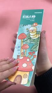 Portable Pocket Cartoon Watercolor Graffiti Painting Book with Paint Palette and Brush Art Craft Gift for Kids