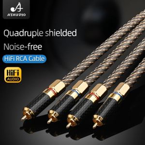One Pair HiFi RCA Audio Cable OFC Mixed 99.9999% Silver 2 RCA Male to 2RCA Male Cable for Amplifier Mixer Speaker