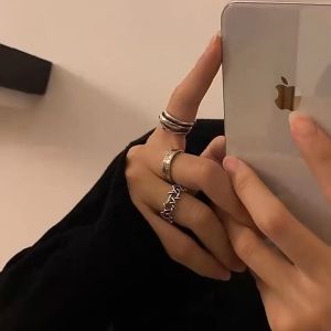 【Bestella✨COD】3 Pcs Set Cincin Rantai Perak Model Terbuka Gaya Retro angka Romawi Cincin Korea Untuk Aksesoris Perhiasan