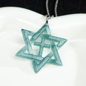 Timewind ngọc bích tự nhiên màu xanh quẻ Chéo Nam Nữ thép titan vòng cổ với giấy chứng nhận