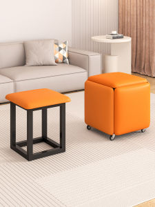 เก้าอี้เหลี่ยมพับได้สำหรับใช้ในบ้าน ที่นั่งแบบพับได้ ชั้นวางชา ที่นั่งโซฟา จัดเก็บได้ เก้าอี้เล็ก แบบอเนกประสงค์ ดีไซน์เรียบง่าย