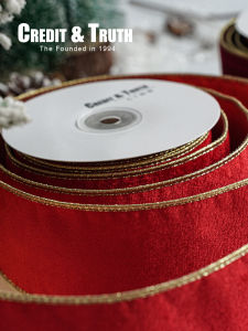 Ruy Băng Lụa Trang Trí Vải Vàng Bề Mặt Nhung Giáng Sinh Cm Ruy Băng Lụa Dải Vải Cảm Giác Chất Lượng Tiệc Tối Tự Làm Nhung Màu Vàng Giáng Sinh