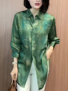 UYFY | เสื้อเชิ้ตแขนยาวสีเขียวหรูหรา สง่างาม ดีไซน์เก๋ไก๋ สำหรับผู้หญิง ฤดูใบไม้ร่วง 2025 เสื้อตัวบนสไตล์ใหม่ คอลเลกชั่นไฮเอนด์