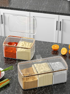 Kitchen Multi-Grid Seasoning Box Sealed Moisture-Proof Three-Grid Salt Pot Home Use Seasoning Jar Combination Set Storage Container