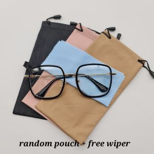 Easy Style Square Shape anti radiation eyeglasses with (1 pouch and wiper) anti blue good quality eyeglass