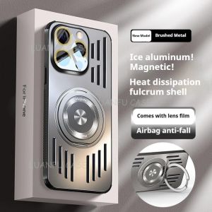 Hollow Metal Cooling Case for HONOR Magic7 Pro Magic 7 Pro 5G 360° Rotating Ring Stand MagSafe Wireless Charging Heat Dissipation Shockproof Frame Camera Protection
