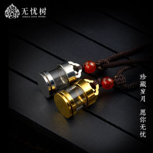 Openable Hollow Pendant Necklace with Zhu Sands and Gold Silver Six-Character True Word Engraving by Gaou Box