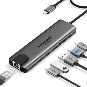 Lemorele | Lemorele TC44 USB C Hub 3.0 Port 6-IN-1 Docking station HDMI 4k 60HZ Display Type C adapter RJ45 100W for windows MacOs laptop