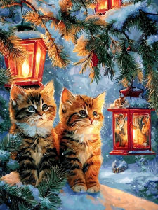 Huacan 5D DIY Diamond Painting Cat Winter Diamond Mosaic Anima Landsacape New Collection Decorative Paintings