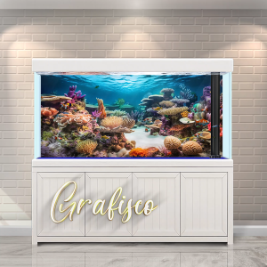 Stiker Background Aquarium Vinyl Premium Tahan Air - Coral Bleaching (CB)