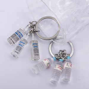 Creative Bottle Keychain For Men & Women Miniature Evian & Vodka Bottle Key Ring Charm Fun Party Gift Accessory