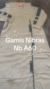 Baru Nibras Gamis Muslimah NB A60 Coklat Susu Bahan Twill Soft Skin Premium