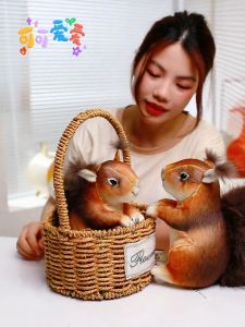 JOJO CASTLE Lifelike Squirrel Plush Toy Soft Stuffed Animal Ideal Gift for Children and Girlfriend
