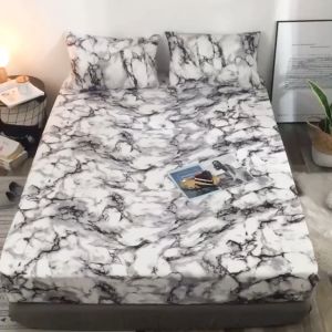 Marble Fitted Sheet Super Soft Microfiber Bedding Fashion Home Bed Sheet Anti Mites All Size Available