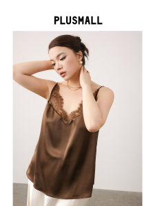Imitation Acetate Glossy Lace Trimmed Tank Top