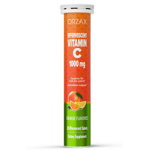 Vitamin C Effervescent Tablets 1000mg Immune Support Supplement Antioxidant Orange Flavoured 20 Tablets ORZAX