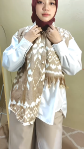 ZUDEVA - Raya Nusantara Atasan Kemeja Wanita Etnik Kombinasian