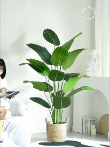 【Send flower pots】Artificial Plants big size artificial plants home display 18 leaves 85cm/24 leaves 95cm Artificial Palm Leaves artificial fiddle plant Monstera plant Fiddle Leaf Fig Tree Ficus Lyrata Plant For Indoor House Home Wedding Office Decoration