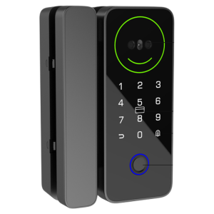 elinksmart | Office Glass Door Password Lock Face Recognition Fingerprint Lock No Drilling Electronic Lock