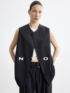 Design Slanted Placket Vest and Trousers Set