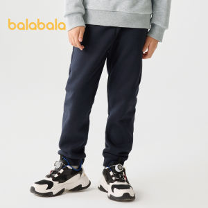 Balabala กางเกงขายาวเด็กเสื้อผ้าลำลองเด็กผู้ชาย2024ฤดูใบไม้ร่วงฤดูหนาวขนแกะใหม่