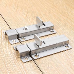 Stainless steel thickened automatic spring latch latch Door lock latch toilet bolt latch Wooden door security pin