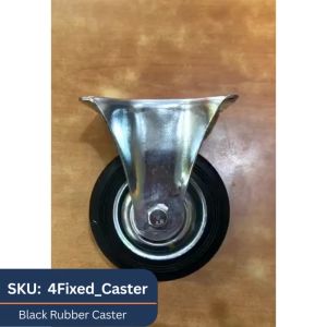 Fixed Rigid Type With Hood Black Rubber Wheel Casters 4 inches for Industrial Automotive Medical Equipment