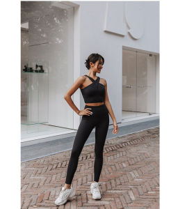 เสื้อกั๊กโยคะป้องกันแรงกระแทกแบบเข้ารูปสำหรับผู้หญิง กางเกงขายาว 9 ส่วน เสื้อชั้นในกีฬา ชุดออกกำลังกาย กางเกงขาสั้น วิ่ง ว่ายน้ำ วิ่ง ปั่นจักรยาน