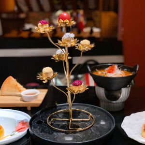 Premium Iron Art Lychee Shrimp Ball Plate Special Dining Utensils King of Fruits Wok Holder Royal Treatment Kitchen Accessory