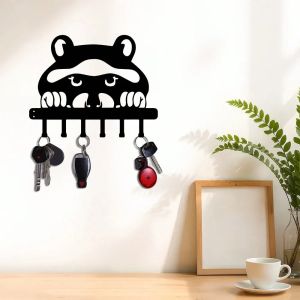 CIFBUY Metal Wall Art Frog Key Hook Entryway Coat Rack Functional Organizer Decor