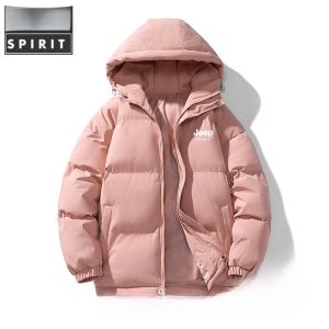 Jeep Spirit Womens Winter Jacket Thickened down Cotton Coat Bread Shape Outerwear Short Loose Fit Zipper Closure Pure Color