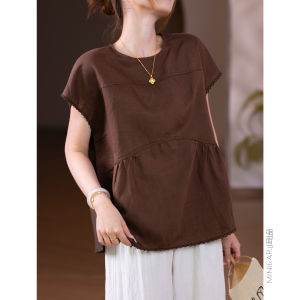 XIAOER | Luxury Linen Lyocell Silk Blend Lace Hem Top