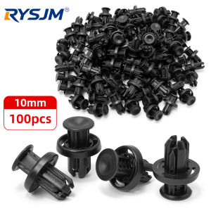 RYSJM | 10mm Hole 100Pcs Car Bumper Clip Plastic Nylon Rivet Fastener Clamps Retainer Screw Fender Clips Fit For Honda