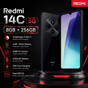 Redmi | 2026 new Redmi 14C 5G 8GB+256GB Smartphone Snapdragon 4 Gen 2 6.88 120Hz Display 50MP AI Camera 5160mAh 18W Fast Charge