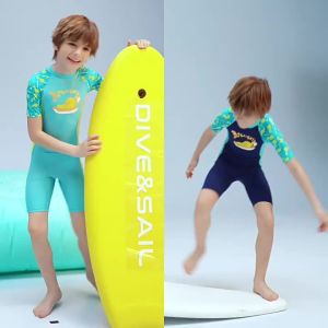 3-13 years old UPF50+ Children Diving Suit Kids Rash Guards Anti-UV Swimming wear short