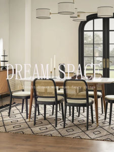 Vintage Simple Soft Fabric Rattan Dining Chair