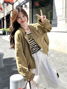 Stylish Military Green Womens Jacket Trendy Motorcycle Coat Unique Attractive Autumn 2025 New Streetwear Short Outerwear