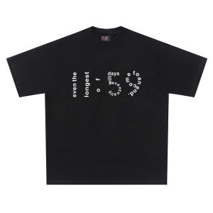 เสื้อยืดแขนสั้นผ้าฝ้ายแท้ 260 กรัม ดีไซน์ตัวอักษรเวลาน่ารัก แฟชั่นสำหรับนักเรียน ทรงหลวม ระบายอากาศได้ดี ดูดซับเหงื่อได้ดี