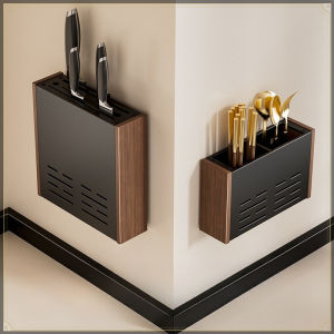 2 Pcs Walnut Kitchen Storage Organizer Set Wall Mount Punch Free Aluminum Kitchen Rack Space Saving Kitchen Organizer Must Have
