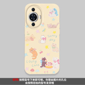 Creative Cute Cat Huawei Nova11 Phone Case with Wrist Strap Men Women Style Silicone Protective Cover Anti-Fall for 11/10Pro