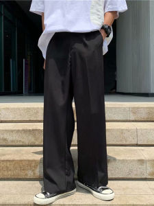 Black Drapey Wide Leg Suit Pants Straight Cut Loose Mens Maturity Summer Thin Korean Version Long Trousers Casual Style