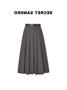 Donna Womens High Waist A-Line Pleated Mini Skirt Professional Mid-Length Commute Spring Simple Korean Style Solid Color