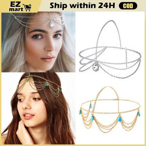 Crystal Forehead Eyebrow Pendant Headwear European Bride Head Chain Water Drop Sparkling Crystal Rhinestone Head Chain Wedding Brides Women Headchain Bohemia Hair Jewelry