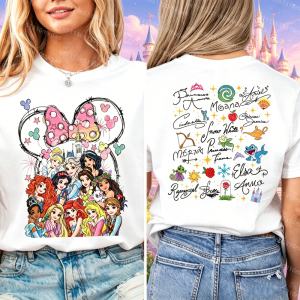 52TOYS | Princess Shirt Watercolor Magic Castle Princess T-shirt Princess Signature Sweatshirt Family Trip Tees Kids Tshirt Adult T-shirt