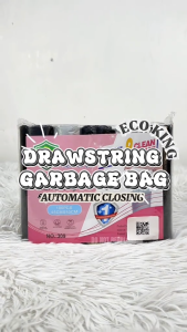ECO KING 100PCS DRAWSTRING GARBAGE BAG THICKENED TYPE AUTOMATIC CLOSING 45CMX50CM